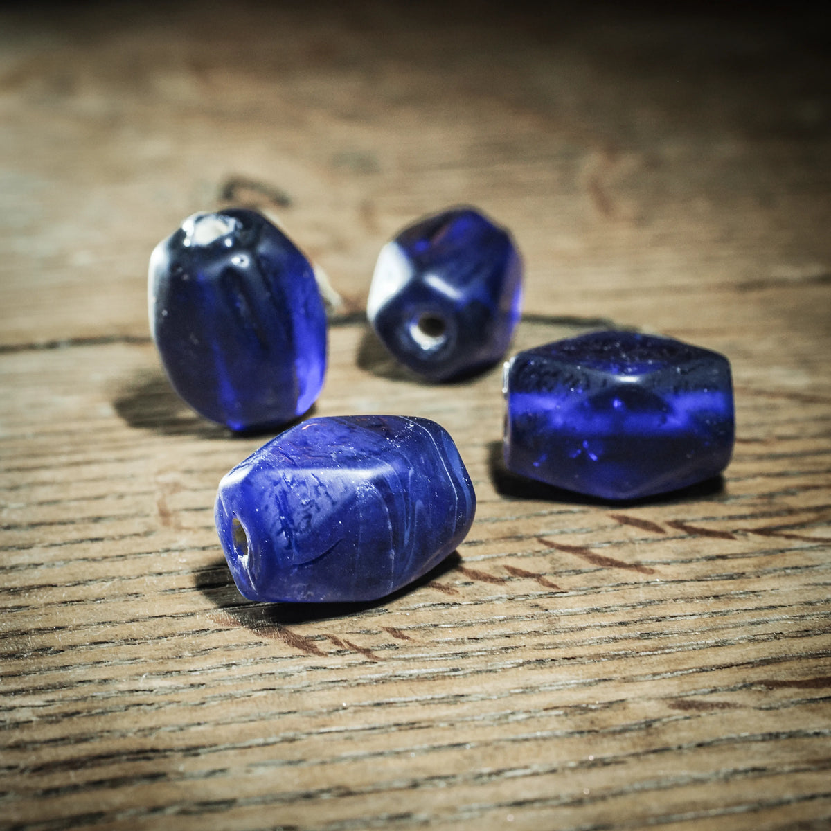Blue glass bead, matte. Gotland