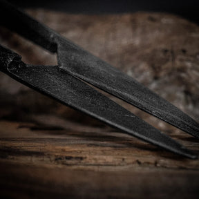 Large herb shears – close-up of the crossed blades and the springy shape