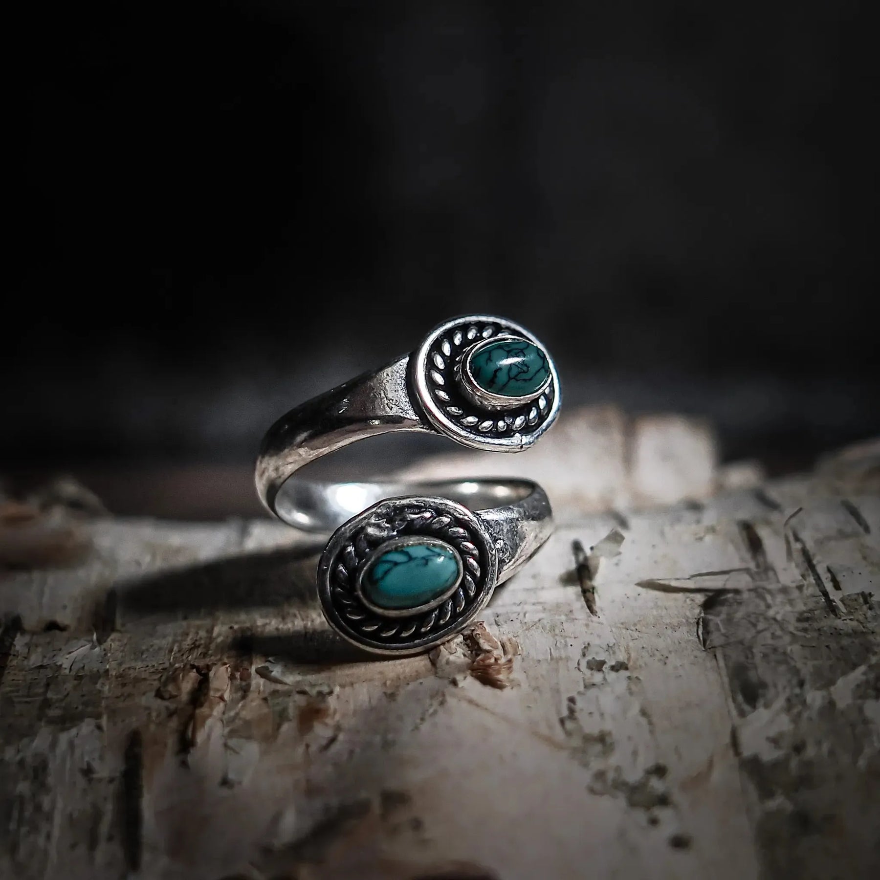 Spiralring med turkis