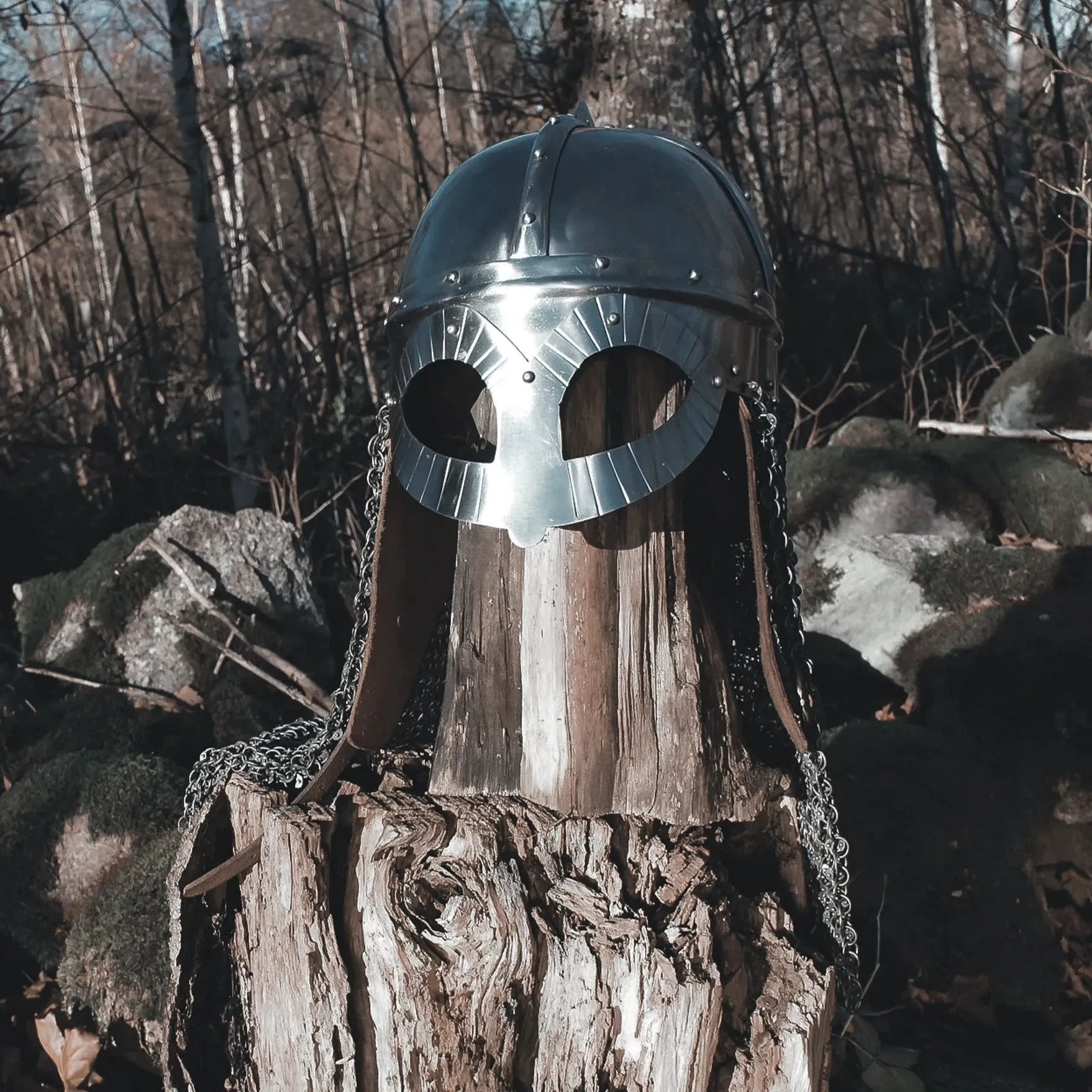 Viking helmet Gjermundbu with chain mail