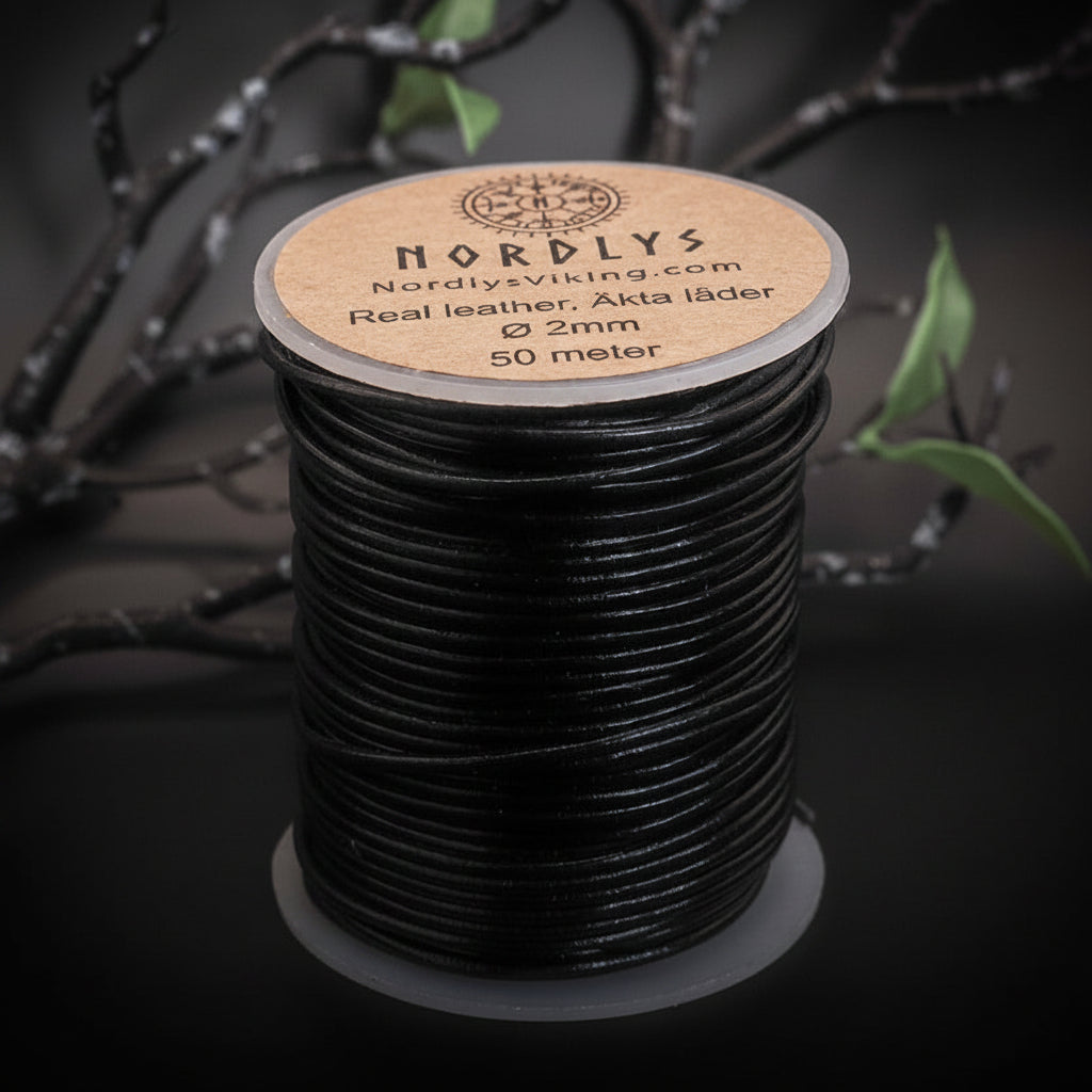 Leather cord black, 2 mm, 50 metres