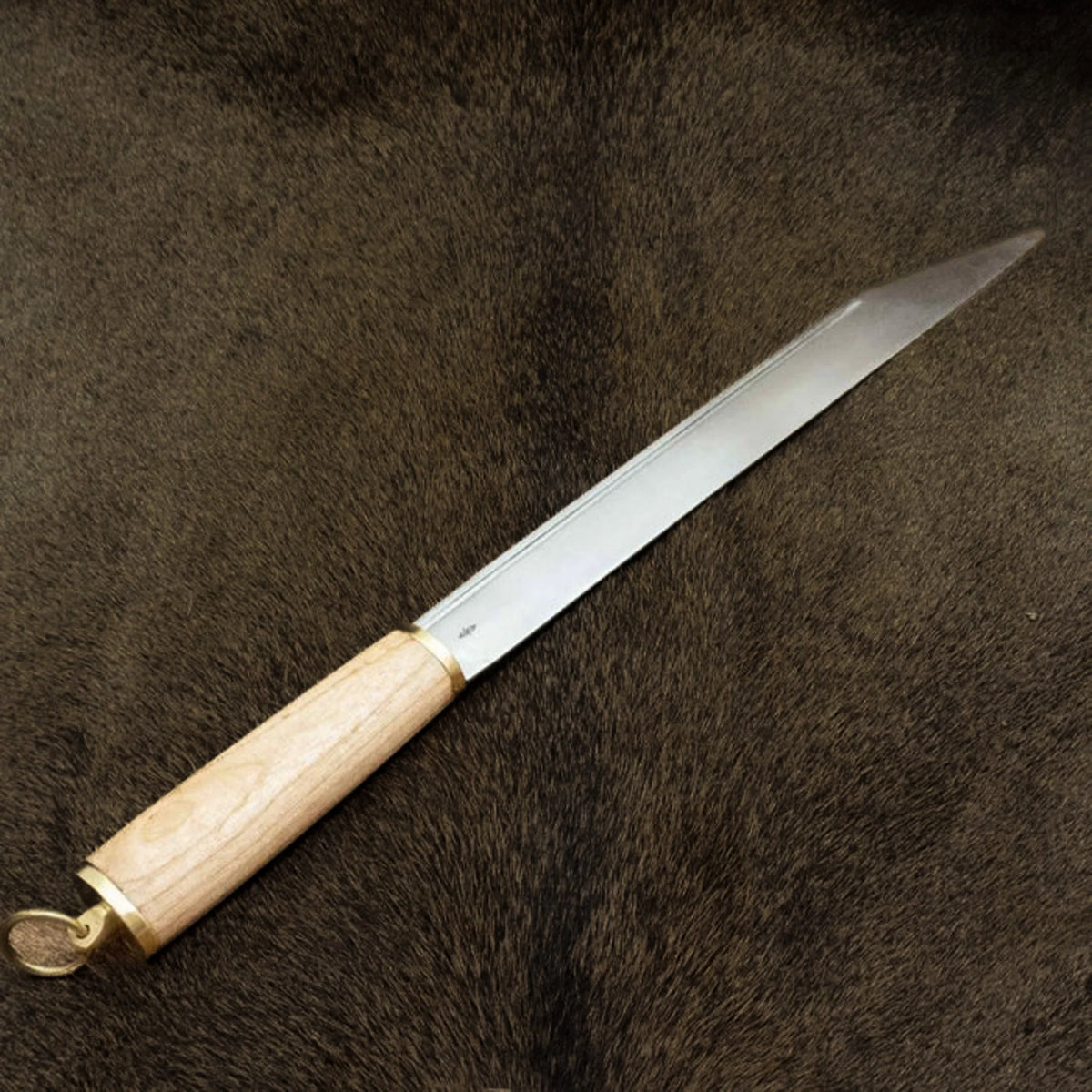 Vikinga sax brittiska semi skarp - hand-smidd stål med samlarversion och mässing fästen, lämplig för samlare