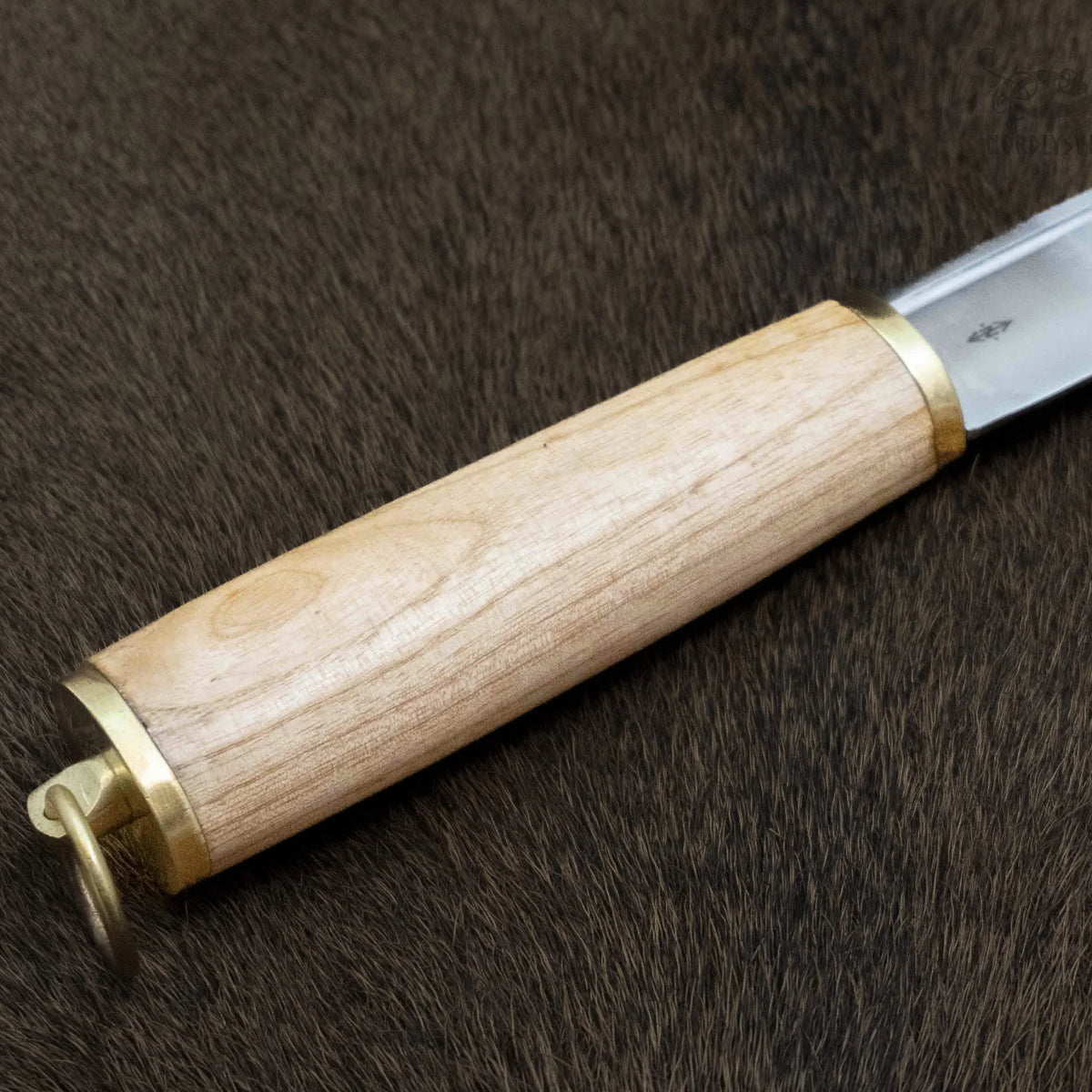 Vikinga sax brittiska semi skarp med skida referens - hand-smidd stål samlarversion