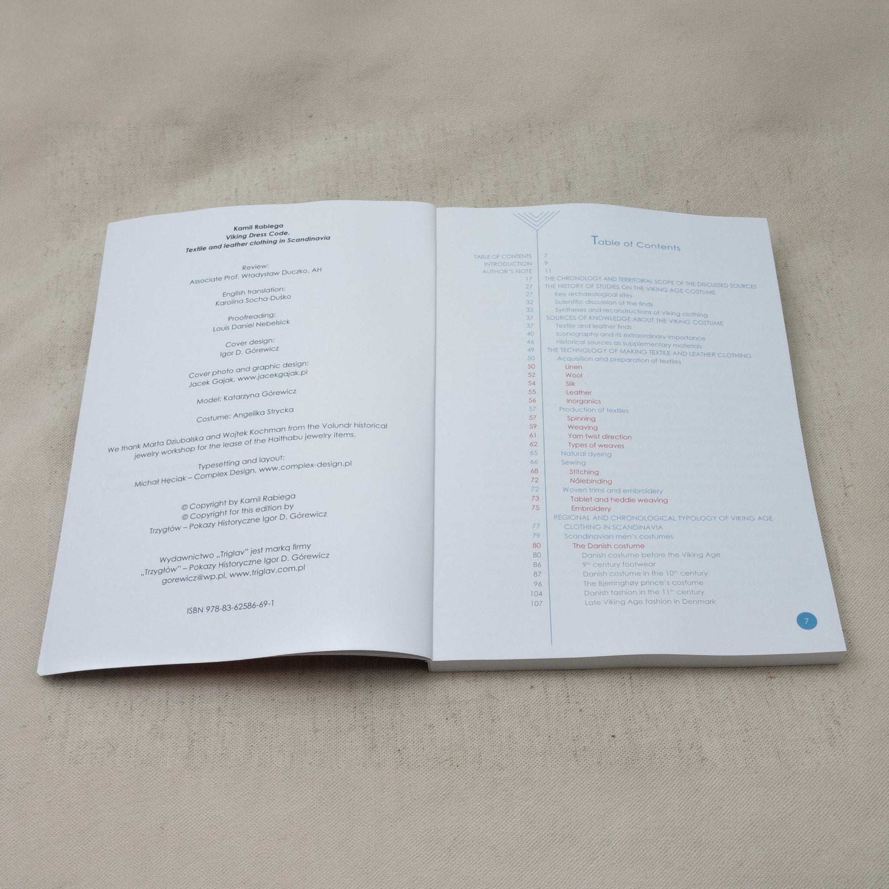 Viking Dress Code – spread with copyright page and table of contents