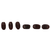 Brun glaspärla, historisk replik från Taxinge Sverige, visad i sex olika vinklar mot vit bakgrund