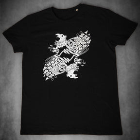 T-shirt, Hugin og Munin, smykke med ring.