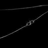 Detaljbild av silverpläterad kedjans s-formade lås, visar höggkvalitativ metalltillverkning lämplig för halsband även för barn