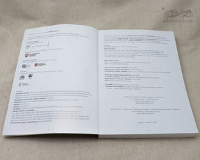 Öppna bokuppslag från Great Moravia-boken som visar titelsida och innehållssida med författarinformation och förlagsuppgifter. Fotograferad på ljus bakgrund med Nordlys Viking-vattenstämpel synlig.