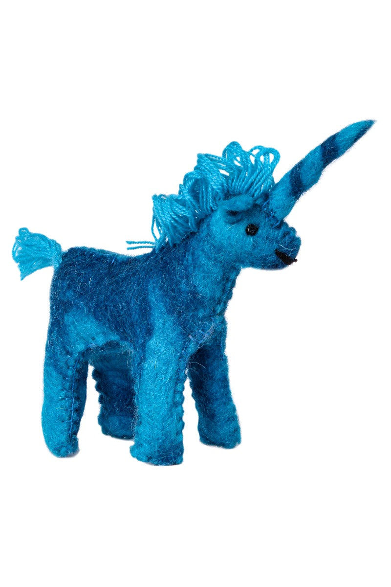 Tovad enhörning, turkos, trä.