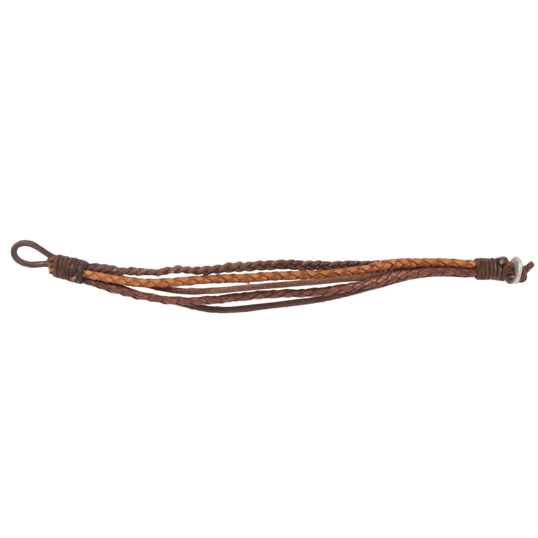 Långa läderarmbandet utstruket på vit bakgrund för att visa längd och justermöjligheter