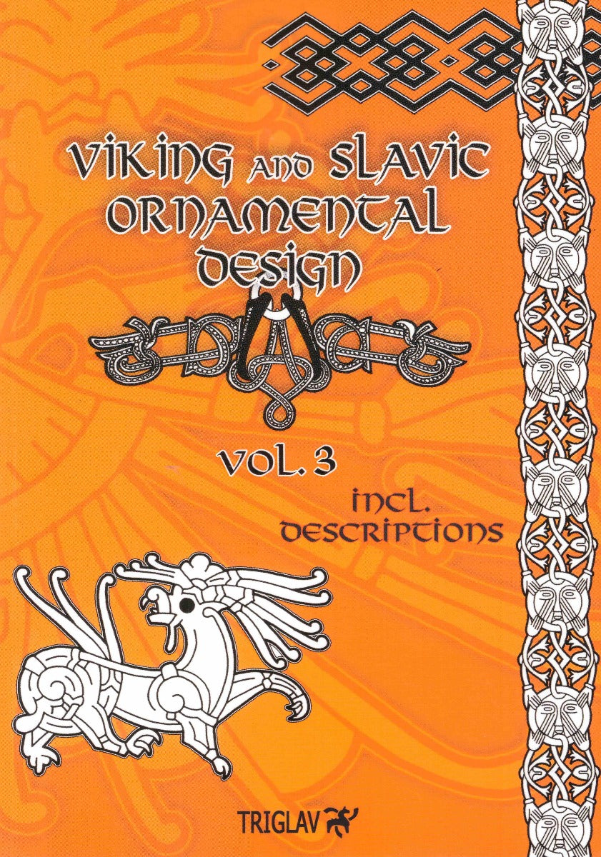 Viking och slavisk ornamental design, volym 3, med orange omslag och illustrerad vingad varelse